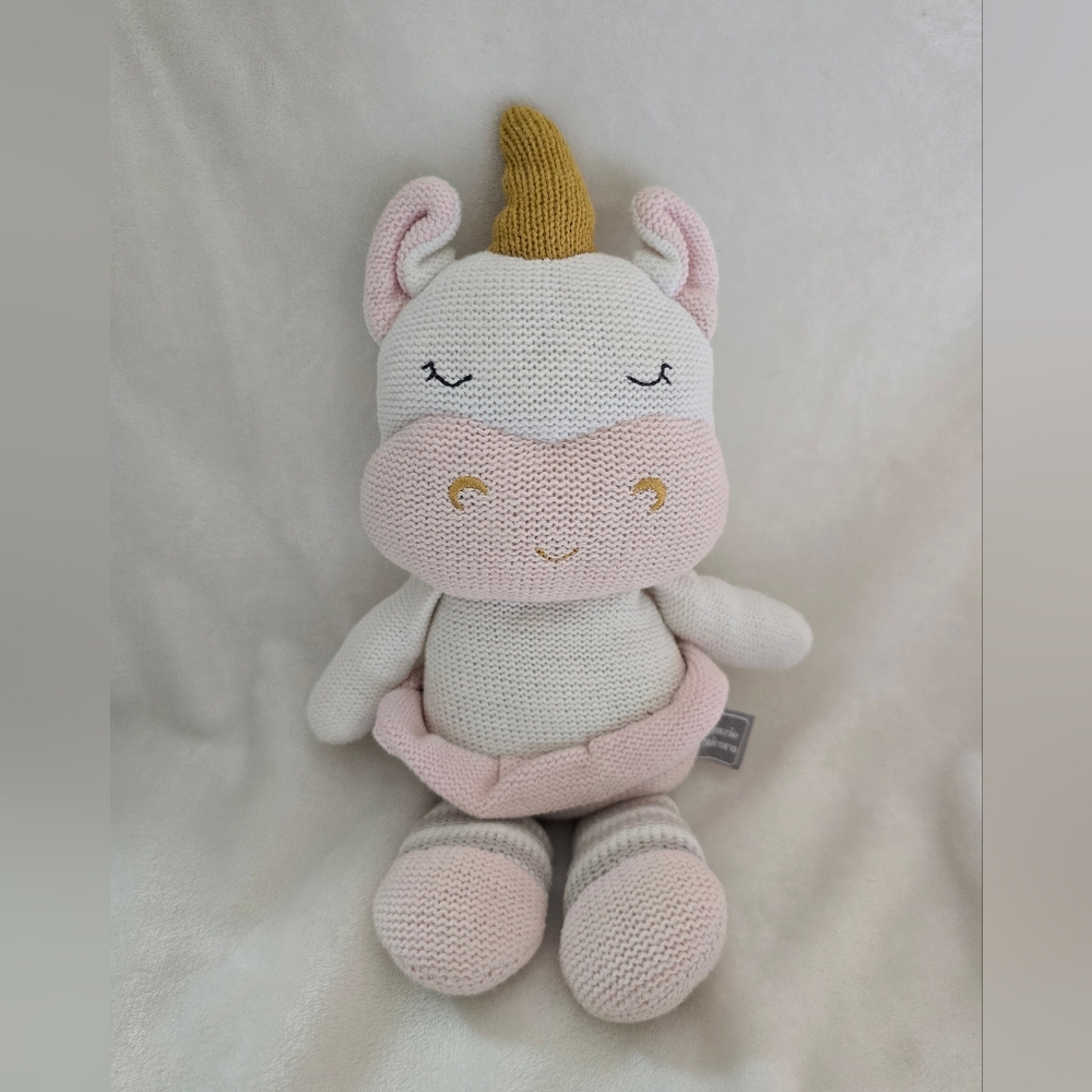 Kenzie Unicorn Knitted Toy, Adorable Pink and White Unicorn Plush Toy